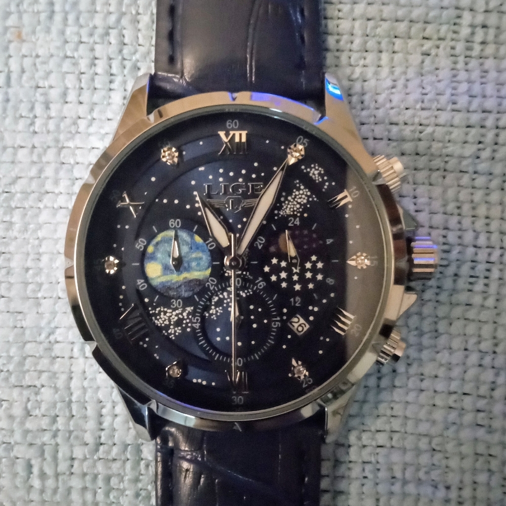 Lige casual men's three eyes quartz wacth